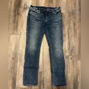 Suki Straight Silver Dark Wash Denim Jeans